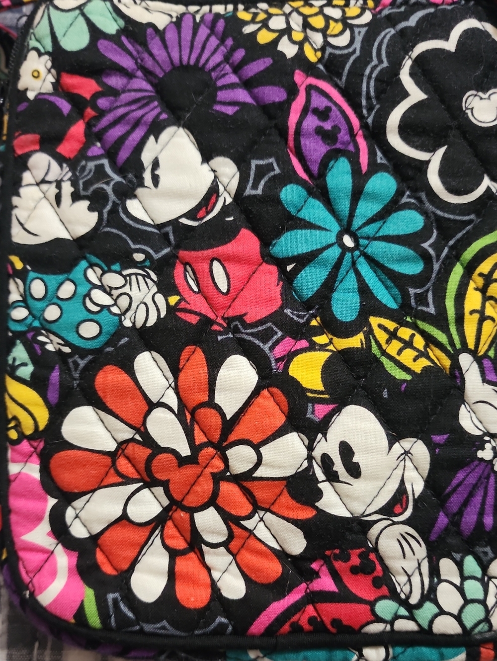 Vera Bradley Black Floral Disney Minnie And Mickey Crossbody Bag - Picture 3 of 9